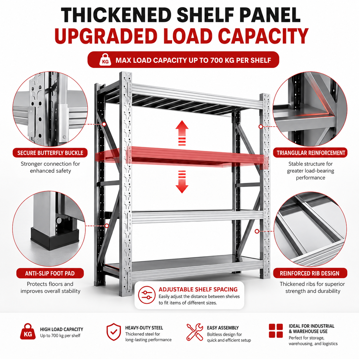 Stainless Steel Rack for Kitchen, Warehouse and Commercial Storage