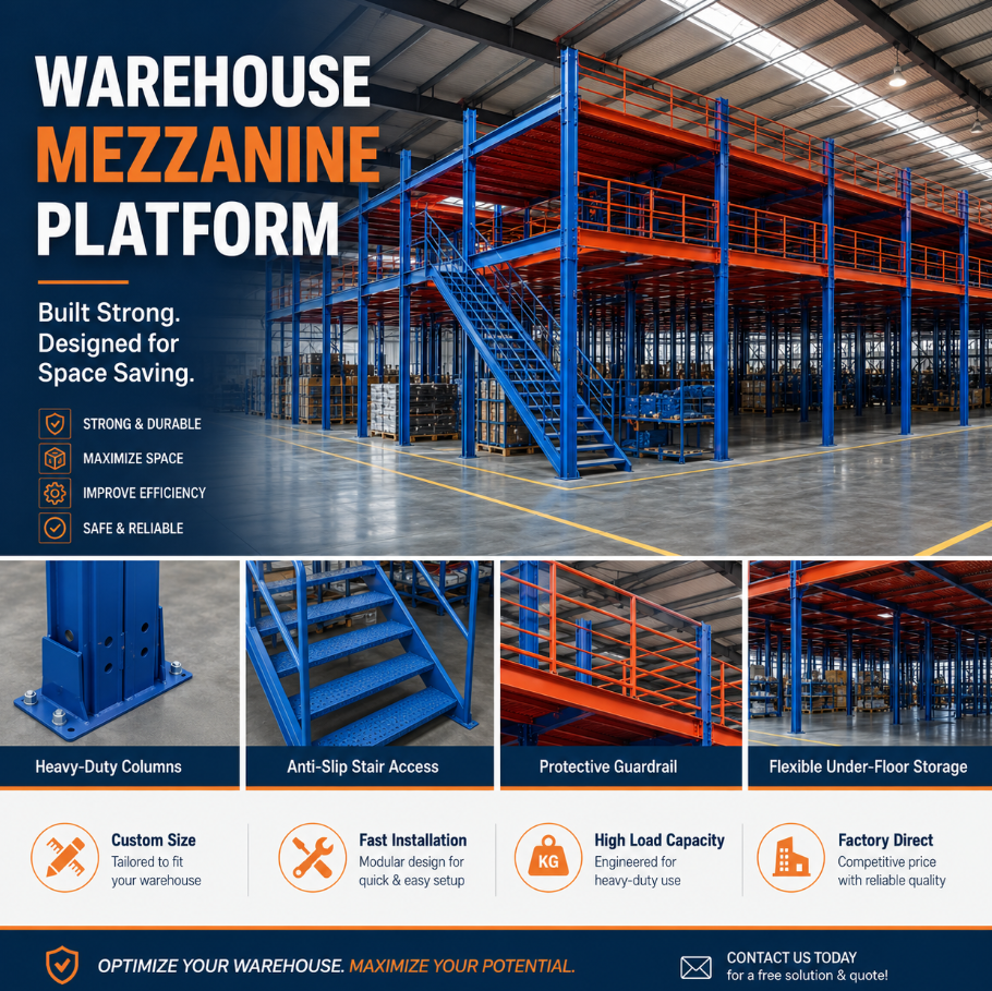 Industrial Platforms Mezzanine Floor Warehouse Mezzanine Floors System Steel Mezzanine Racking Guangzhou (3)
